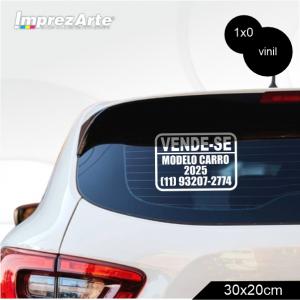 2 Adesivos vende-se carro vinil recortado 30x20cm branco   