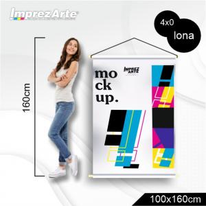 Banner 100x160cm Lona 440g 100x160cm 4x0  Madeira, Ponteira e Cordinha 