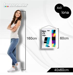 Banner 40X60cm Lona 440g 40x60cm 4x0  Madeira, Ponteira e Cordinha 