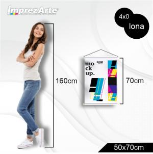 Banner 50X70cm Lona 440g 50x70cm 4x0  Madeira, Ponteira e Cordinha 