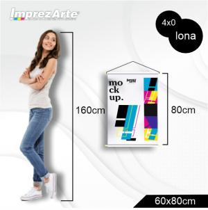 Banner 60X80cm Lona 440g 60x80cm 4x0  Madeira, Ponteira e Cordinha 