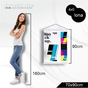 Banner 70x90cm Lona 440g 70x90cm 4x0  Madeira, Ponteira e Cordinha 