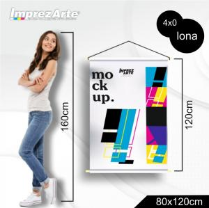 Banner 80x120cm Lona 440g 80x120 4x0  Madeira, Ponteira e Cordinha 