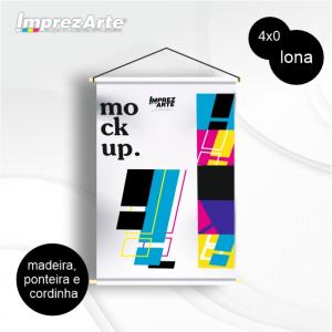 Banner Lona 440g  4x0  Madeira, Ponteira e Cordinha 