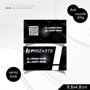 Cartão de visita Verniz Localizado Couchê 300g Laminação Fosca e Verniz Localizado F/V Tam. Final: 8,8x4,8cm 4x4 Laminação Fosca e Verniz Localizado F/V  