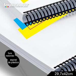 Encadernação A3 Espiral de Plástico Preto, capa transparente e contra capa preta A3   Furo redondo 