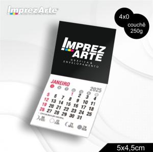 Imã Geladeira com calendário couchê 250g 5x4,5cm  Verniz Total Frente  