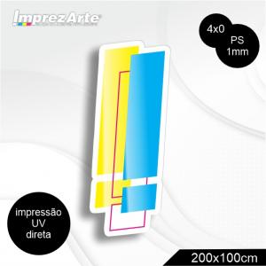 Placa Ps UV + corte personalizado 1mm Ps 1mm 200x100cm 4x0 SÓ FRENTE Impressão UV direto na placa  