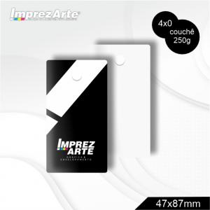 Tags Couchê 250g 85x44mm 4x0 Verniz Total Frente  