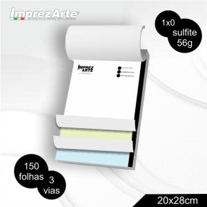 TALÕES - 3 VIAS Autocopiativo 56g A4 Preto  Colado com grampo 50 folhas cada via