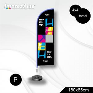 Wind Banner P Estrutura Alumínio Tecido Tactel 1.55m 1.80m x 0.65m 4x4 Frente e verso colorido   Kit completo (bandeira, base e haste alumínio)